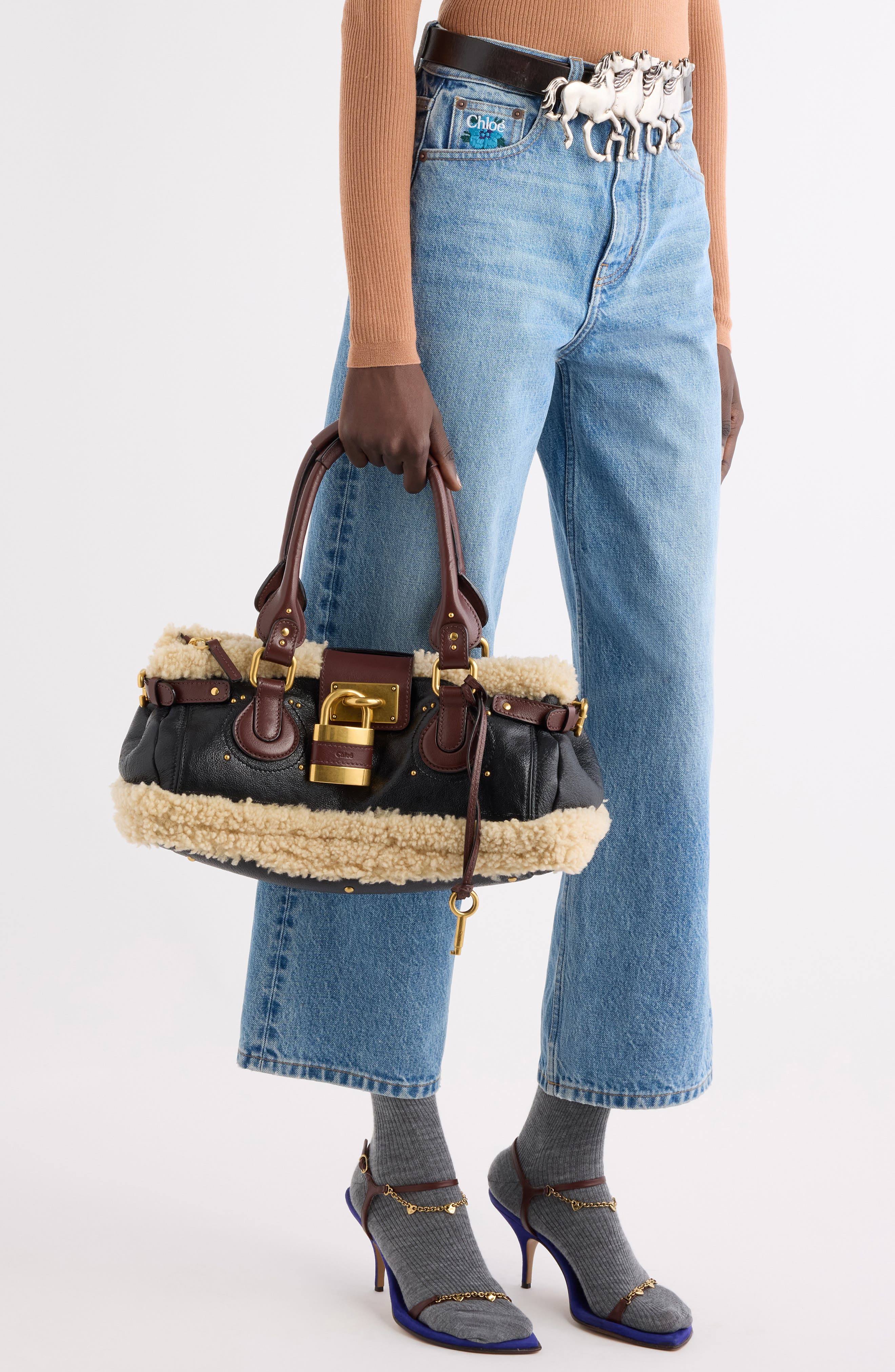 Paddington Leather Shoulder Bag, Alternate, color, BLACK