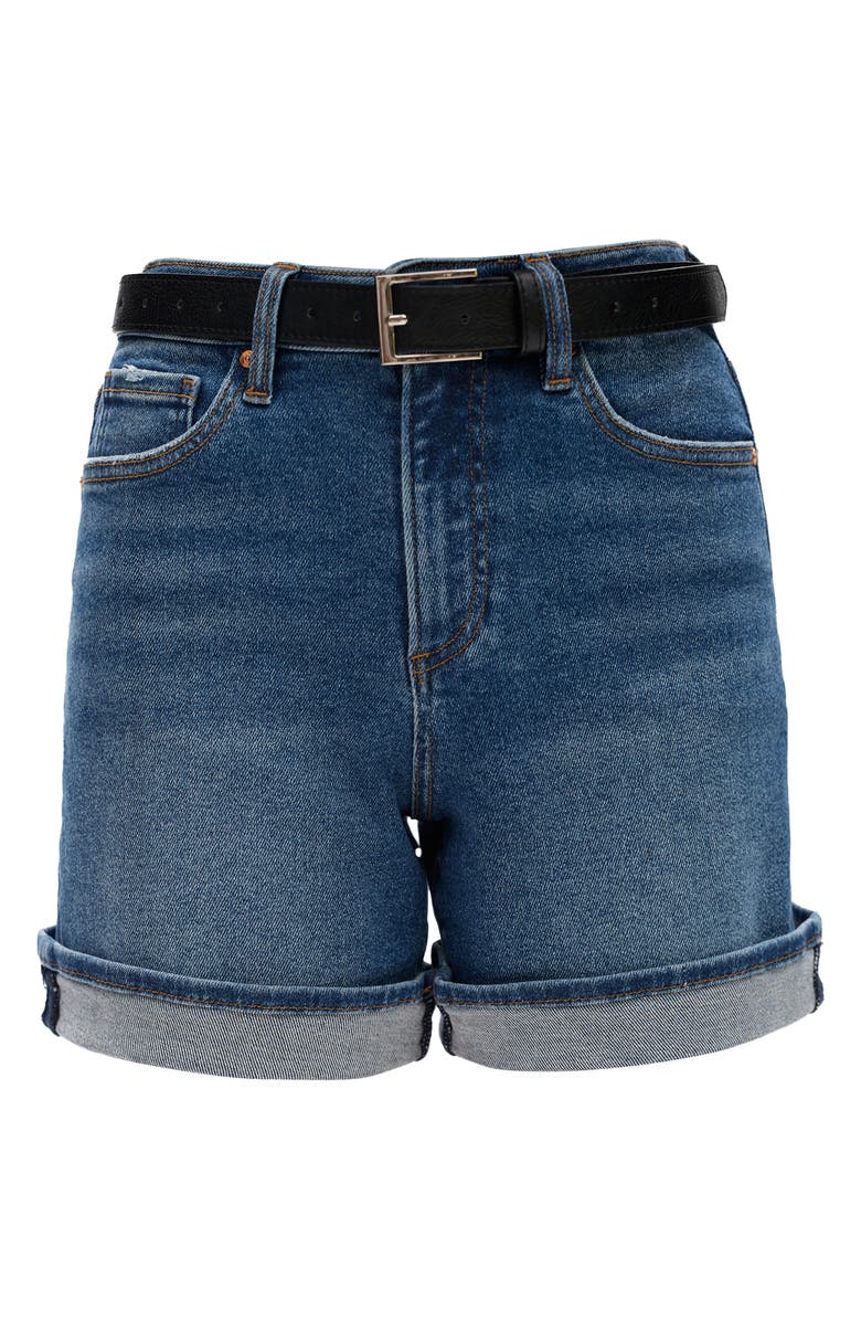 Bayeas High Waist Cuffed Denim Shorts, Alternate, color, Dark Blue