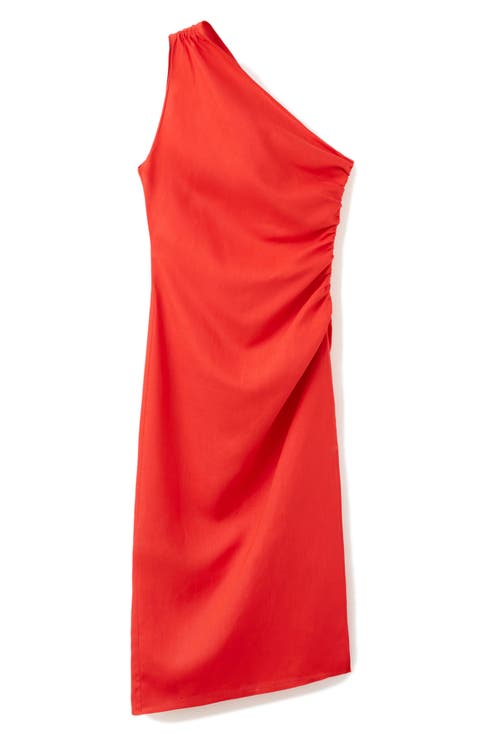 Asymmetrical Pleated Midi Dress
