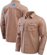 Darius Rucker Collection by Fanatics Men's Darius Rucker Collection by Fanatics Brown Detroit Lions Garment Dyed Long Sleeve Full Snap Shirt