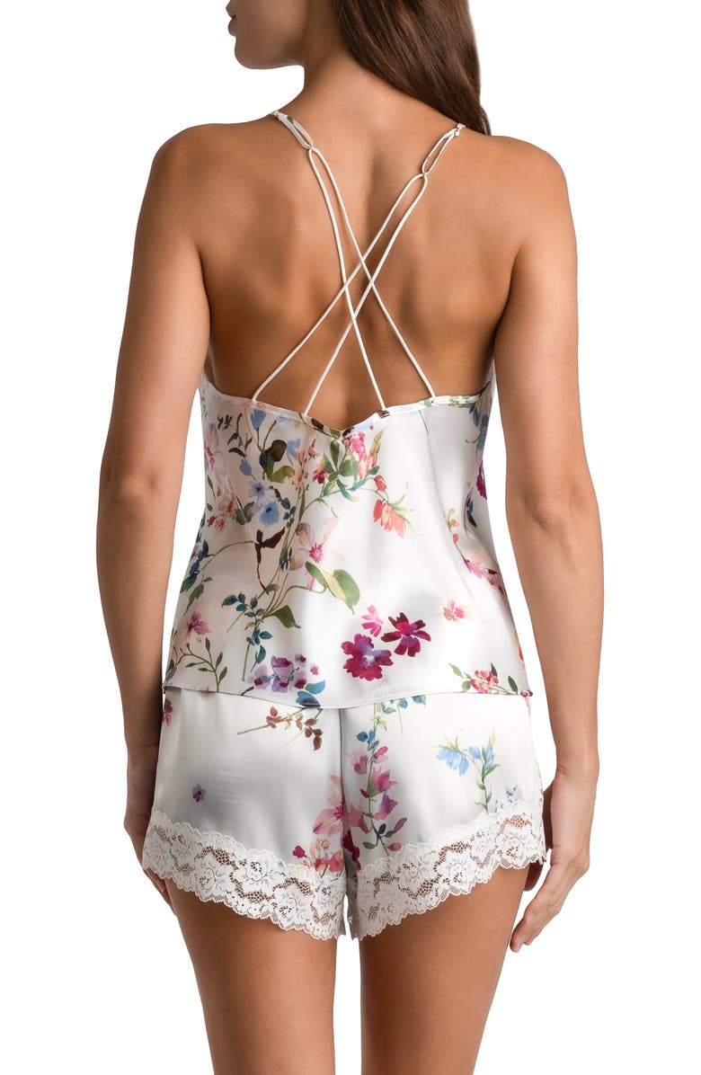 In Bloom by Jonquil Endless Love Floral Lace Trim Satin Short Pajamas, Alternate, color, Ivory