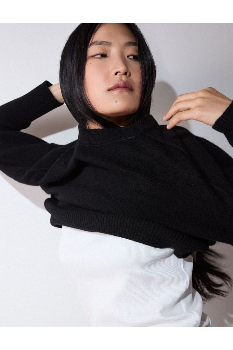 100% Cashmere Seam Crew Neck Sweater, Alternate, color, Black