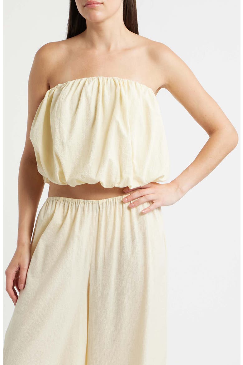 Camila Strapless Stretch Cotton Bubble Top, Main, color, MILK