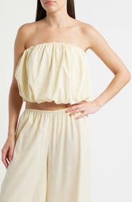 Faithfull the Brand Camila Strapless Stretch Cotton Bubble Top