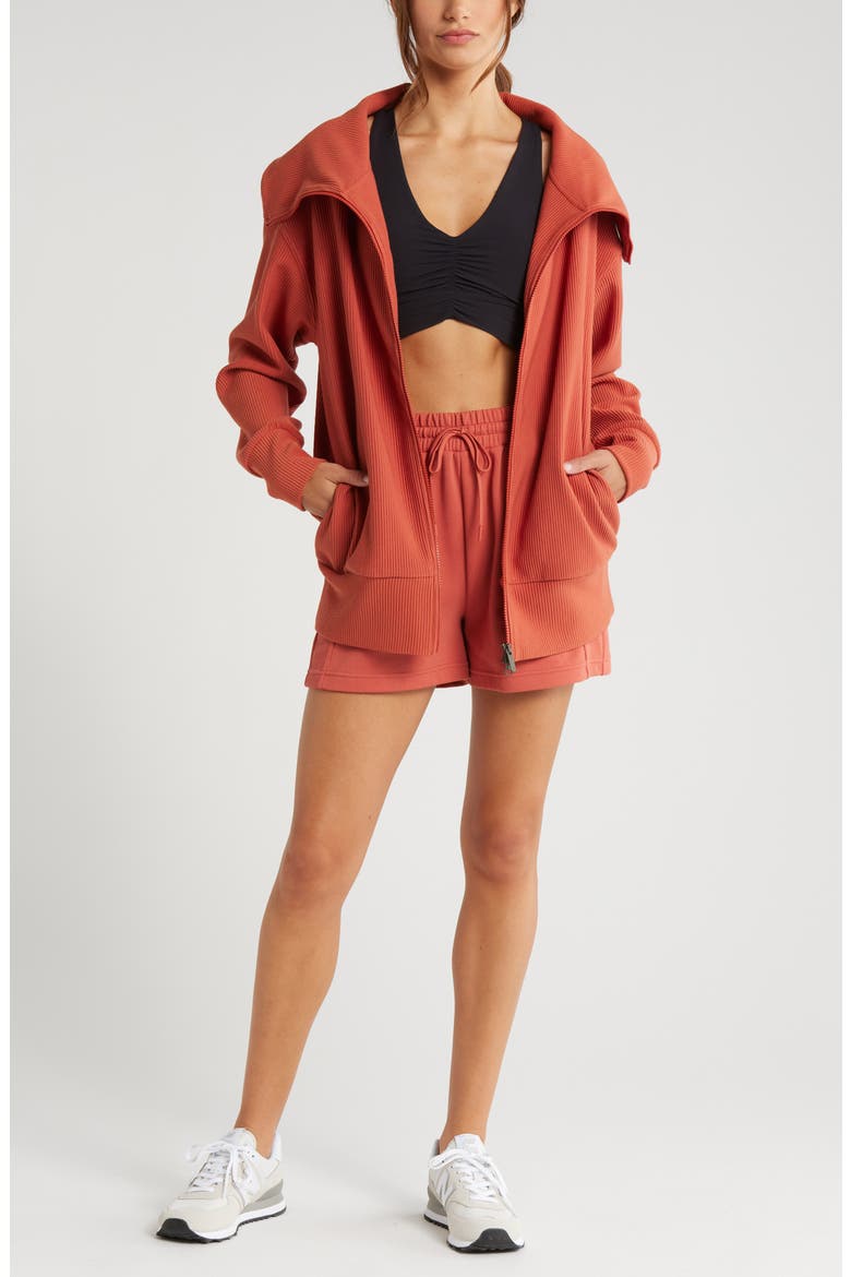 Ottoman Rib Zip Jacket, Alternate, color, RUST REDWOOD