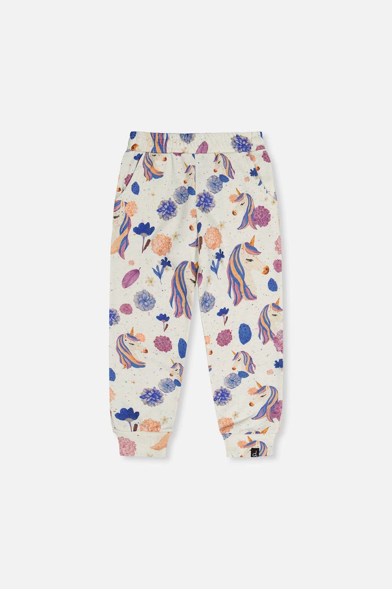 French Terry Side Pocket Sweatpants, Main, color, Beige Unicorn Print