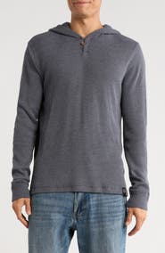 Lucky Brand Waffle Fleece Henley Hoodie