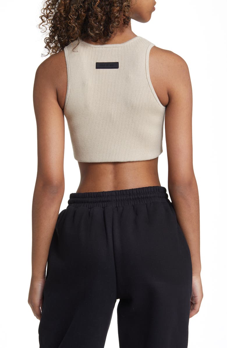 Fear of God Essentials Rib Crop Tank Top, Alternate, color, Gold Heather