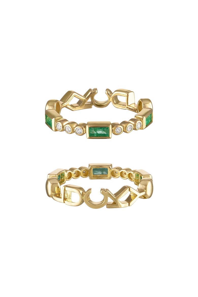 Dream Tattoo Band 14k Gold Turquoise & Sapphire Ring, Main, color, YELLOW GOLD, EMERALD