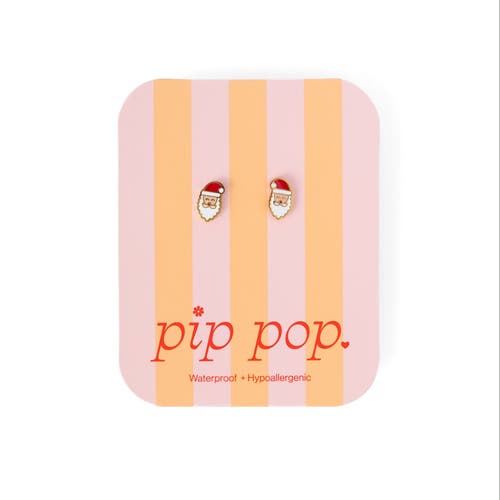 Pip Pop Santa Stud Earrings In Gold
