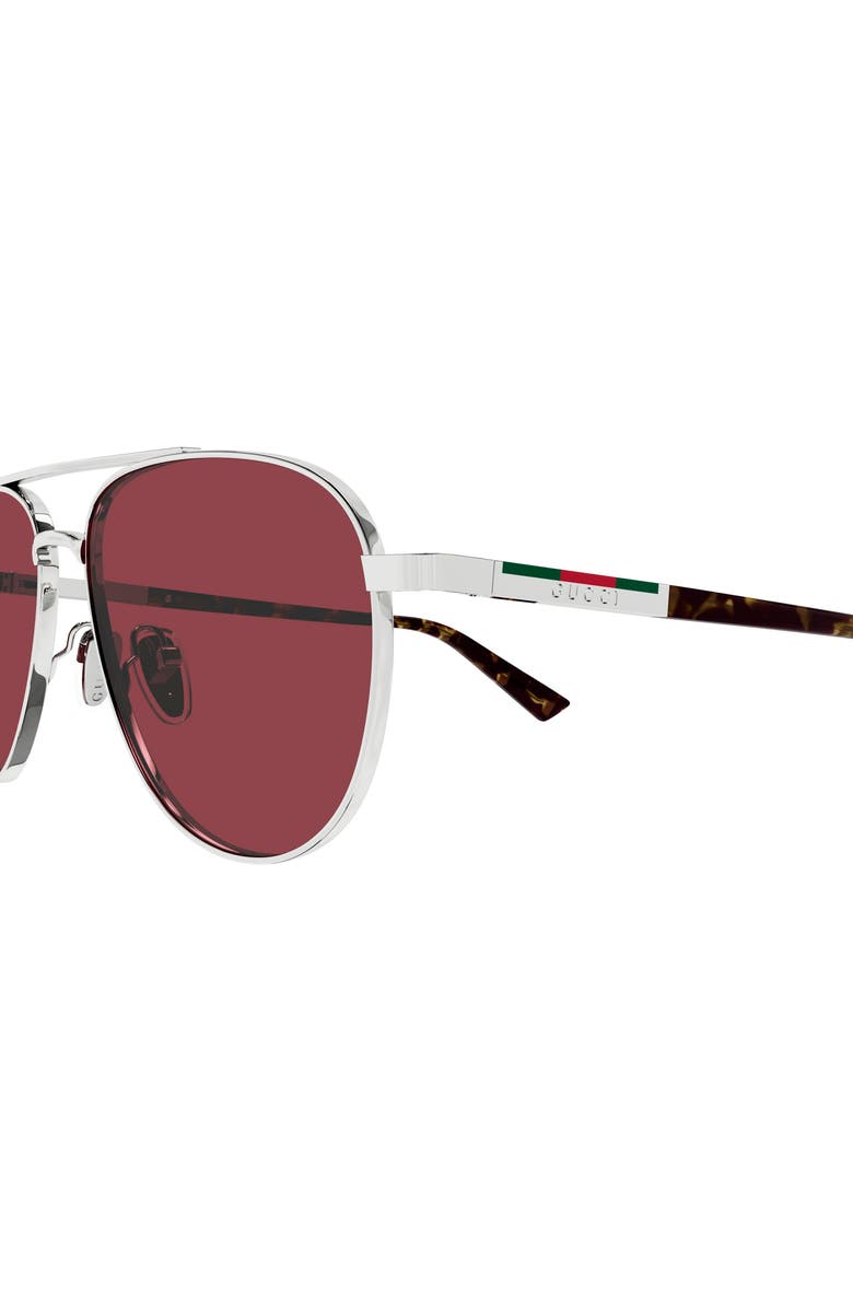 Gucci 56mm Navigator Sunglasses, Alternate, color, Silver