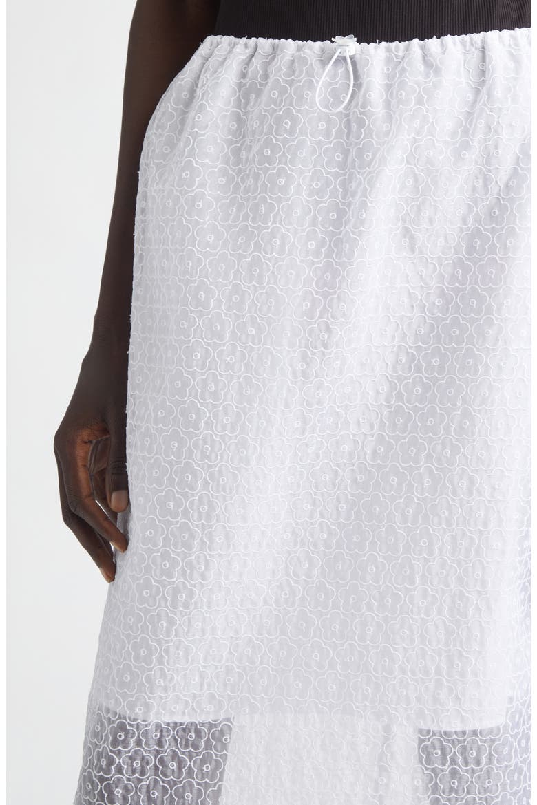 Donna Windflower Embroidered Organza Midi Skirt, Alternate, color, WHITE