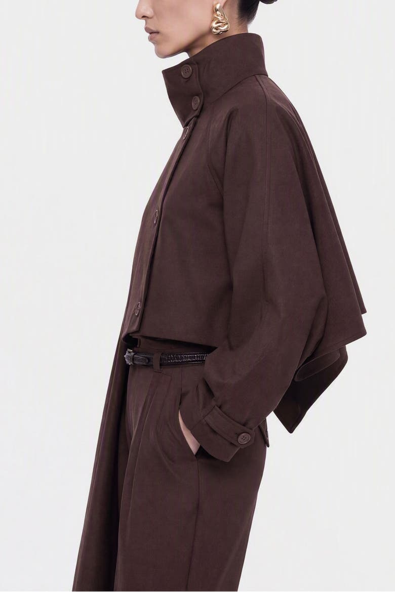 Stand Collar Trench Coat, Alternate, color, Brown