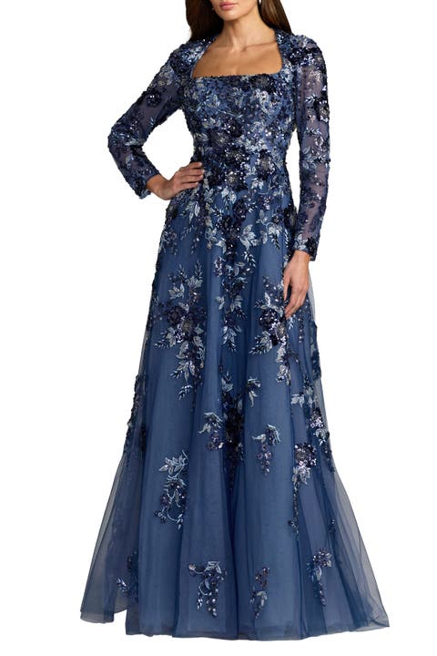 Embellished Floral A Line Gown