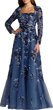 Mac Duggal Embellished Floral A Line Gown