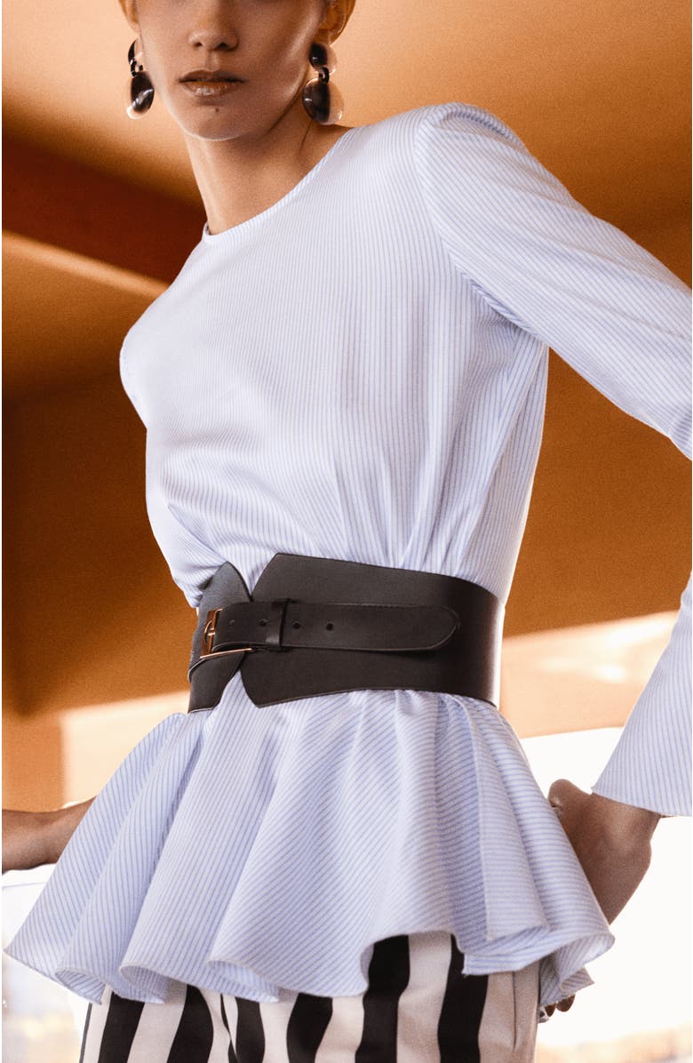 The IQ Collection Pia Stripe Shirt, Alternate, color, Blue Stripes