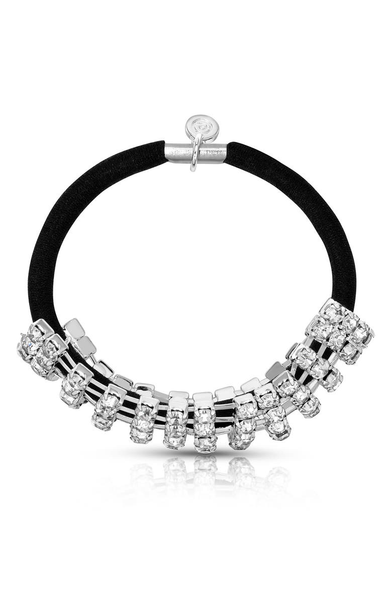 Ettika Shine Bright Crystal Hair Tie, Main, color, Silver