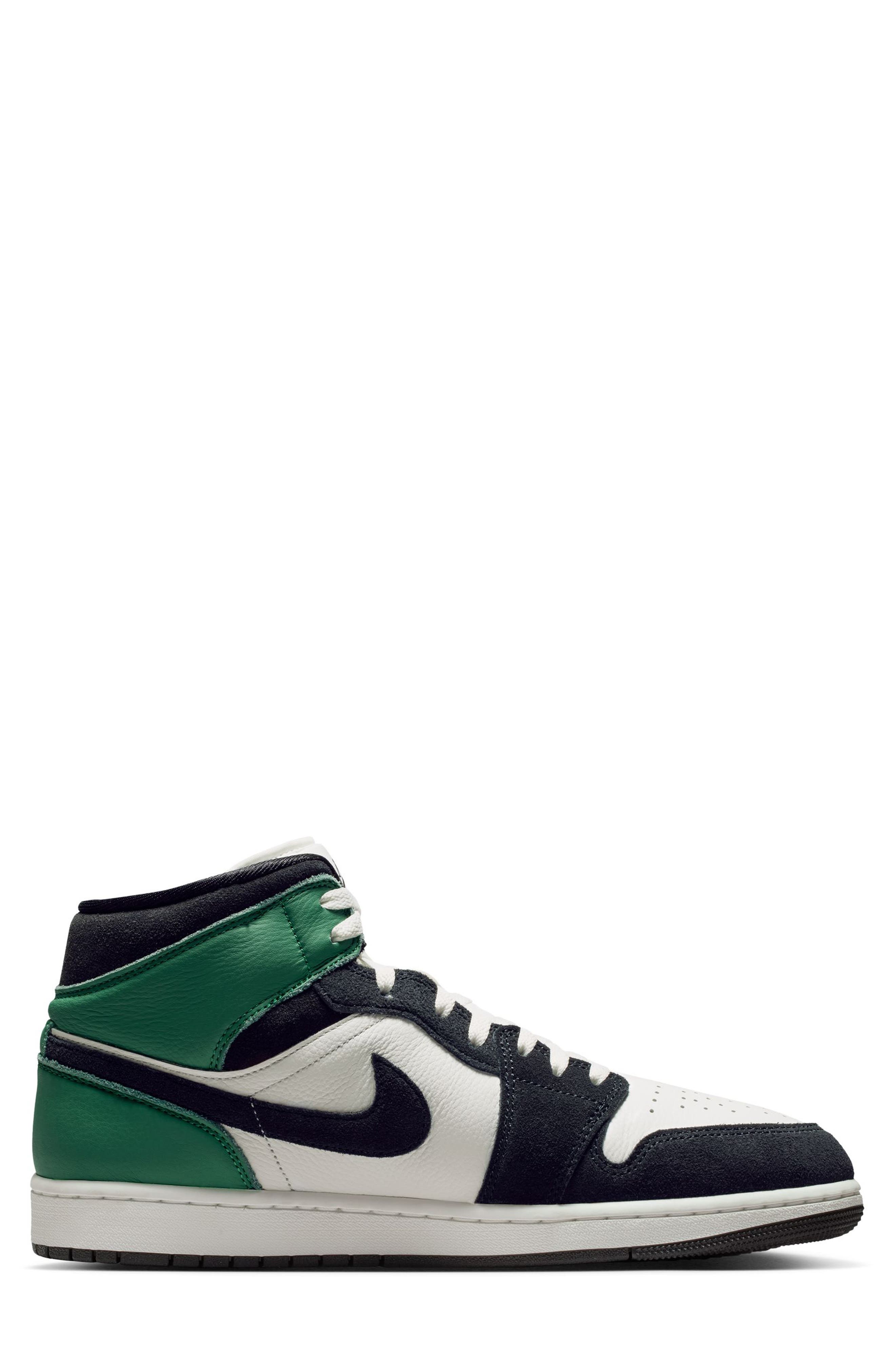 Jordan Air Jordan 1 Mid SE Basketball Sneaker, Alternate, color, Summit White/ Black/ Green