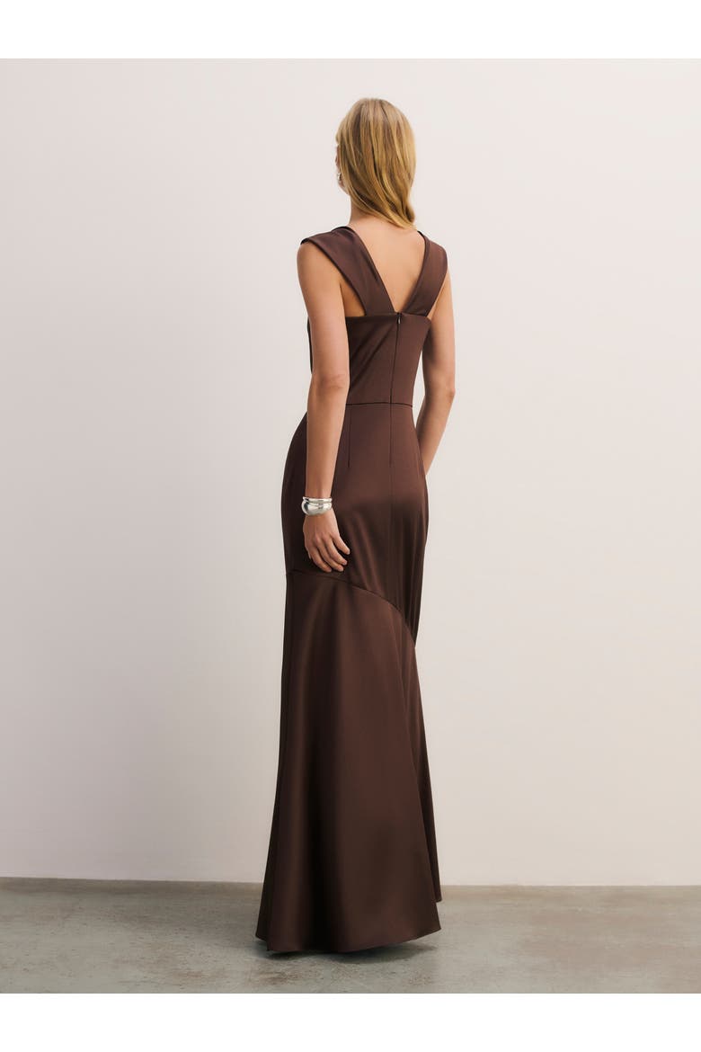 Cowl Neck Fit Flare Evening Gown, Alternate, color, Brown