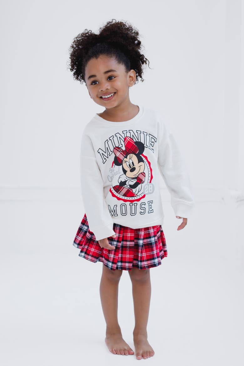 Minnie Mouse 2-Piece Sweatshirt and Pleated Skirt Set, Alternate, color, Minnie Mouse Ivory