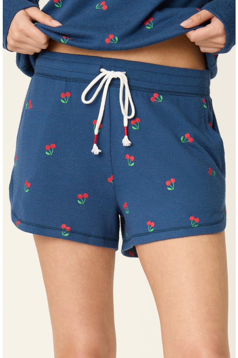 Cherry Print Pajama Shorts, Main, color, TRUE NAVY