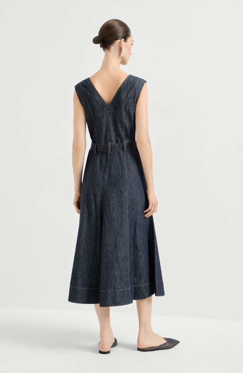Brunello Cucinelli Twill flared dress, Alternate, color, Denim