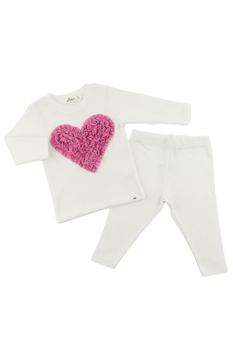 Ruffle Heart Bright Pink Sparkle Two Piece Set