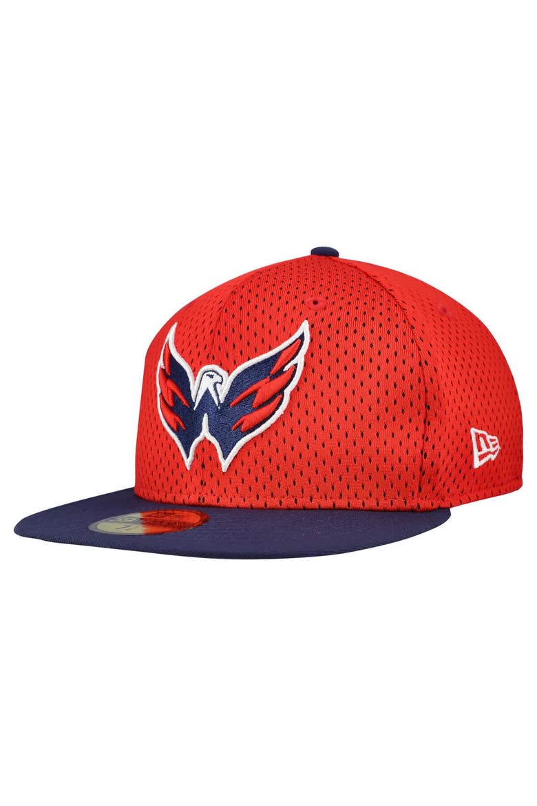 Men's New Era Red/Navy Washington Capitals Mesh Crown Two-Tone 59FIFTY Fitted Hat, Alternate, color, Red