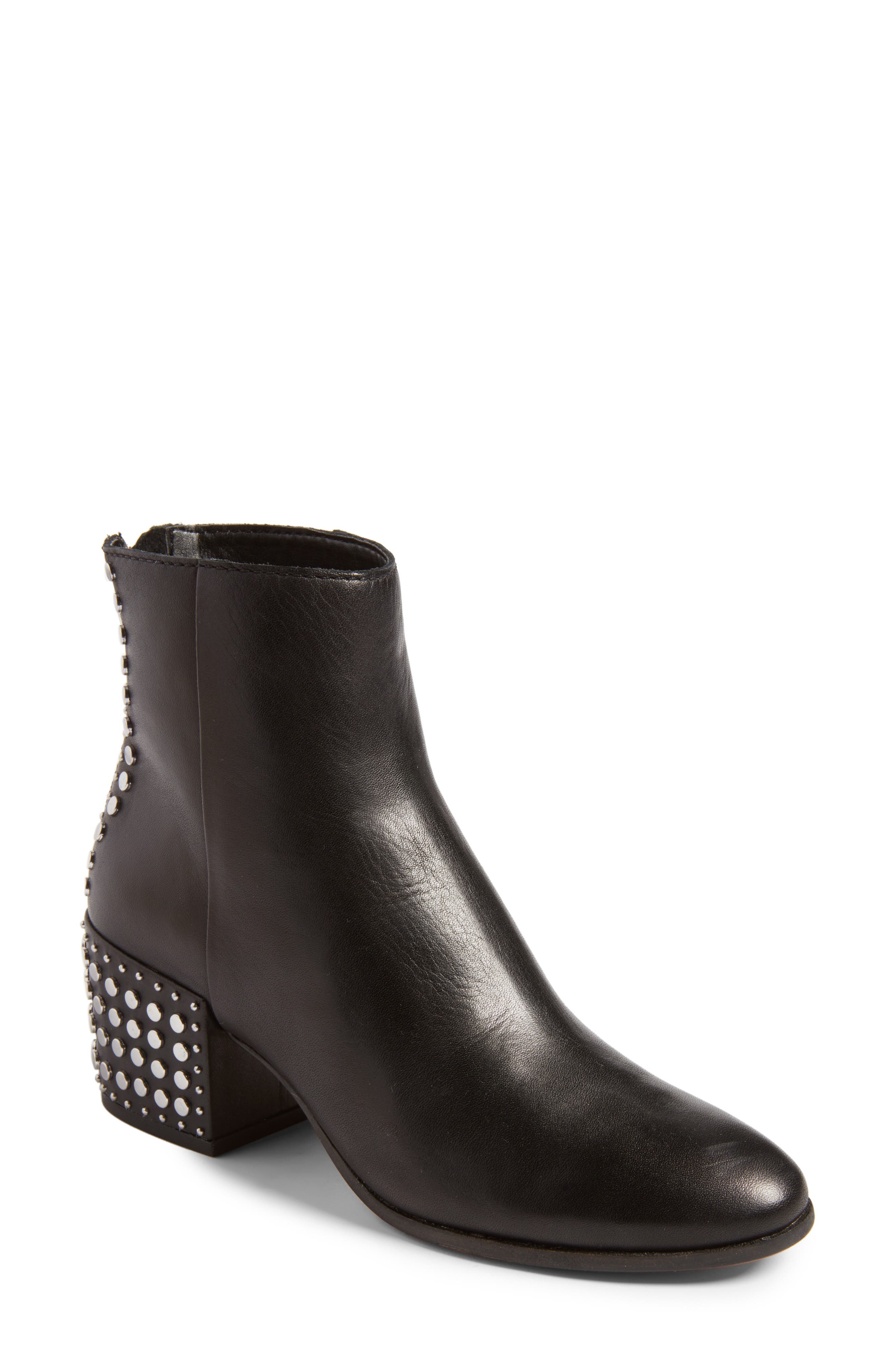 Mazey Block Heel Bootie, Main, color, BLACK