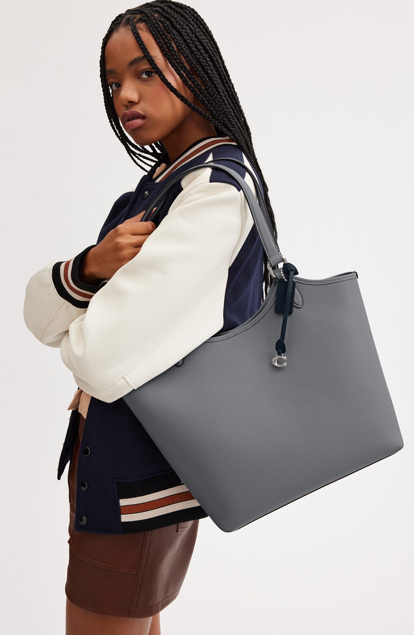 Polished Pebble Leather Day Tote, Alternate, color, LH/ GREY BLUE