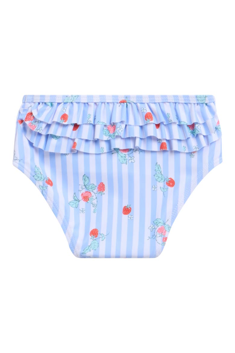 Cherry Stripe Rashguard Top & Bikini Bottoms Set, Alternate, color, SKY BLUE