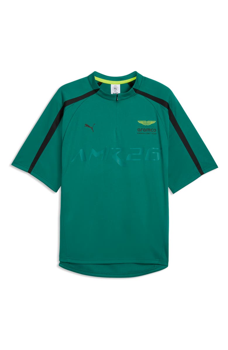 PUMA x AMF1 Lifestyle Short Sleeve Quarter Zip Jersey, Alternate, color, Green Lux