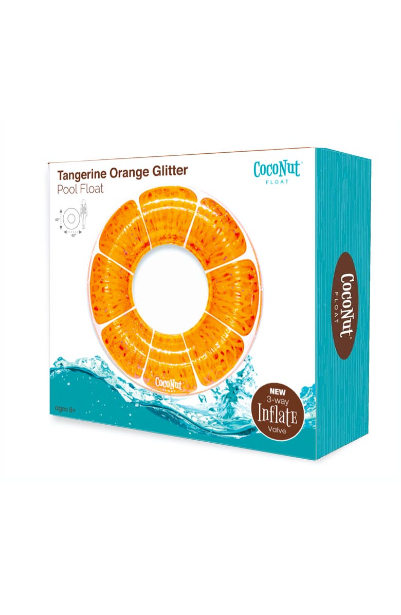 Coconut Float Tangerine Orange Glitter 42 Inch Pool Float Ring, Alternate, color, Orange