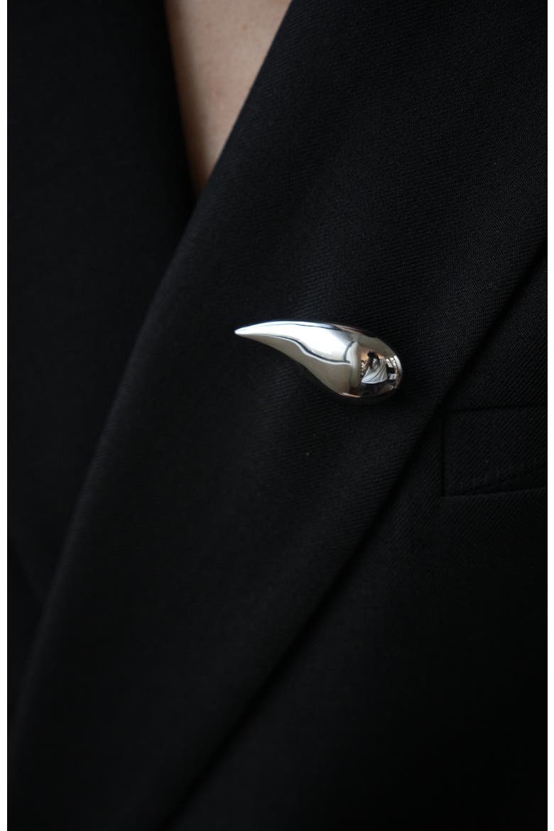 Drop Silver Brooch, Alternate, color, Silver