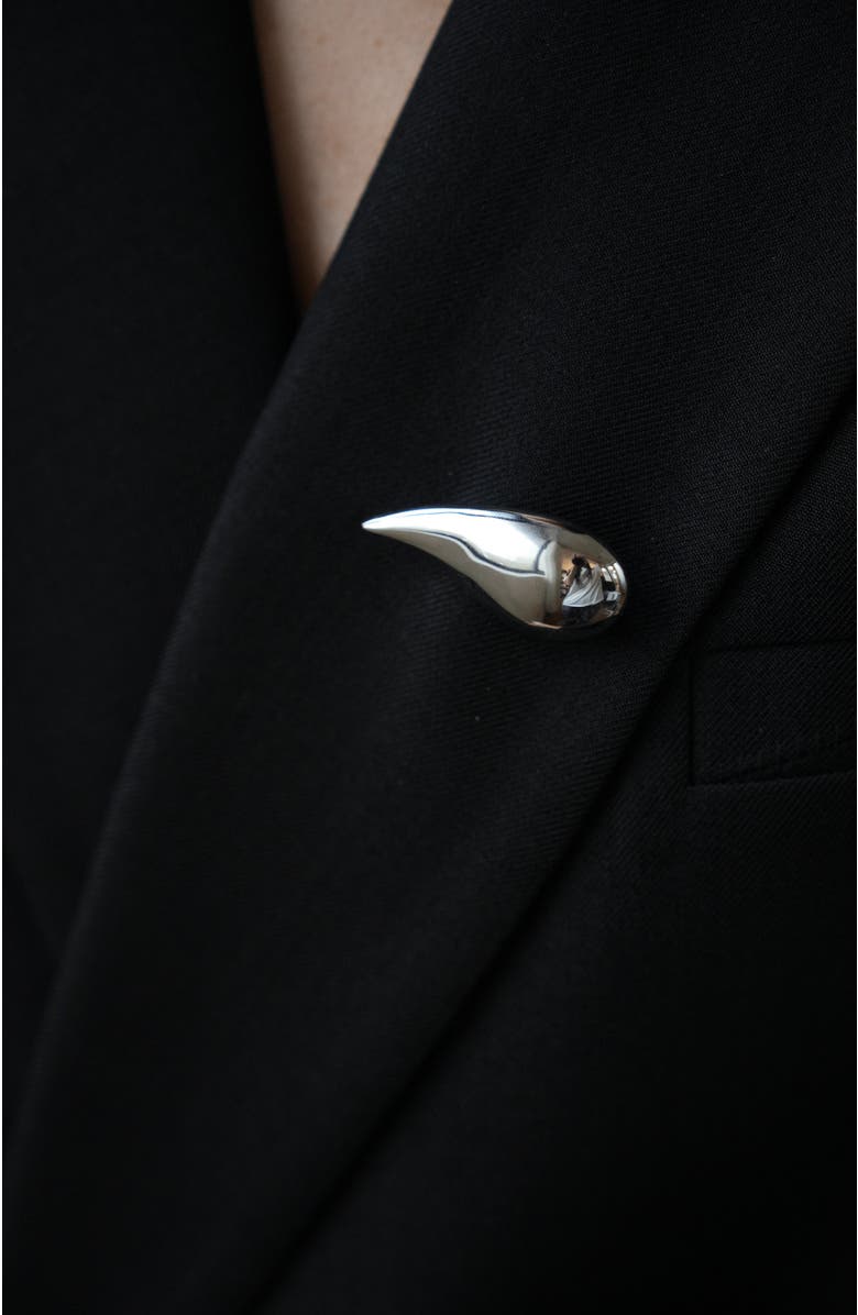 RETRO CHIC Drop Silver Brooch, Alternate, color, Silver