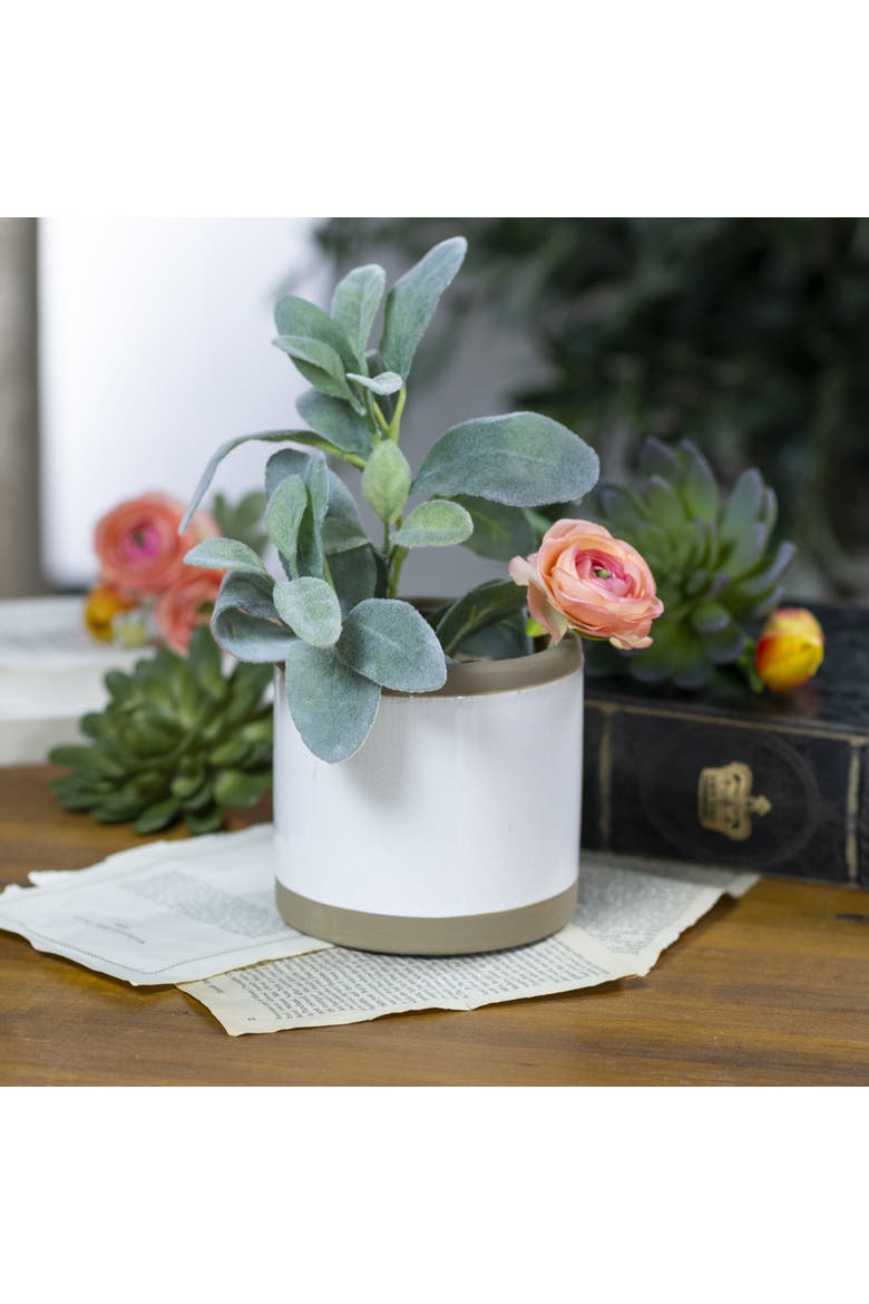 Ceramic White Color Block Planter, 5 Inch Decorative Ceramic Planter, Alternate, color, White