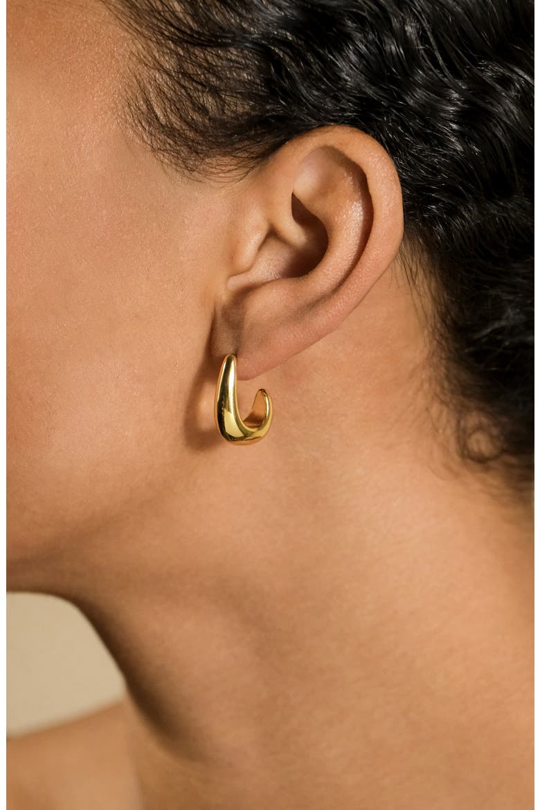 Stephanie Huggie Hoop Earrings, Alternate, color, GOLD