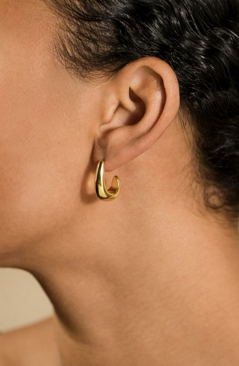 Sterling Forever Stephanie Huggie Hoop Earrings, Alternate, color, Gold