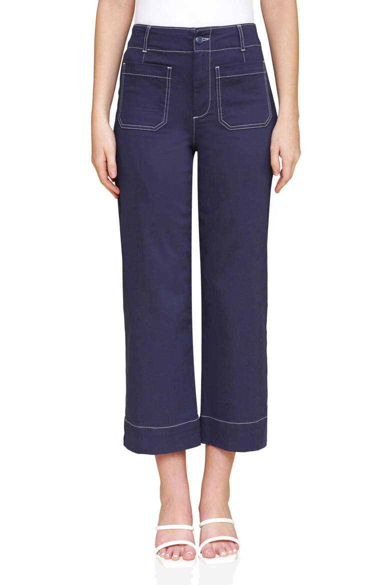 High Waist Wide Leg Crop Pants, Main, color, NAVY