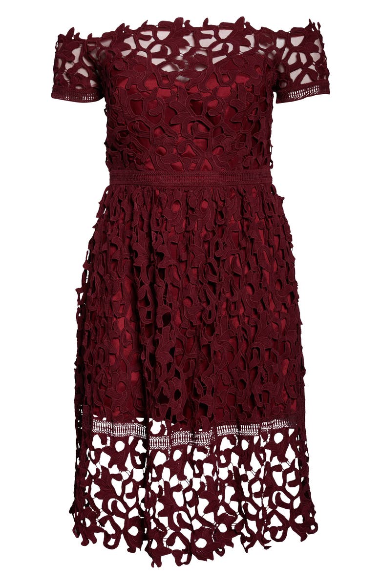 Chi Chi London Curve Lizana Off the Shoulder Lace Cocktail Dress, Alternate, color, 