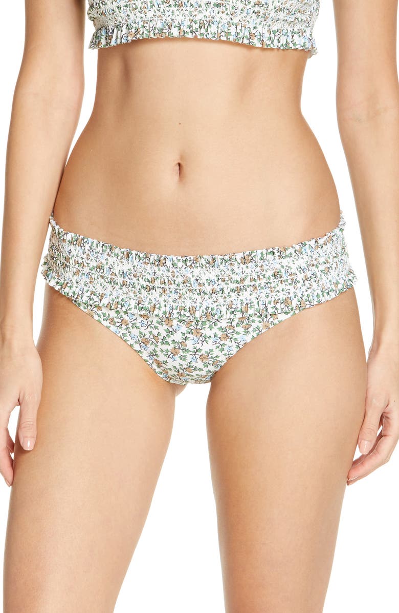 Tory Burch Costa Smocked Bikini Bottoms, Main, color,