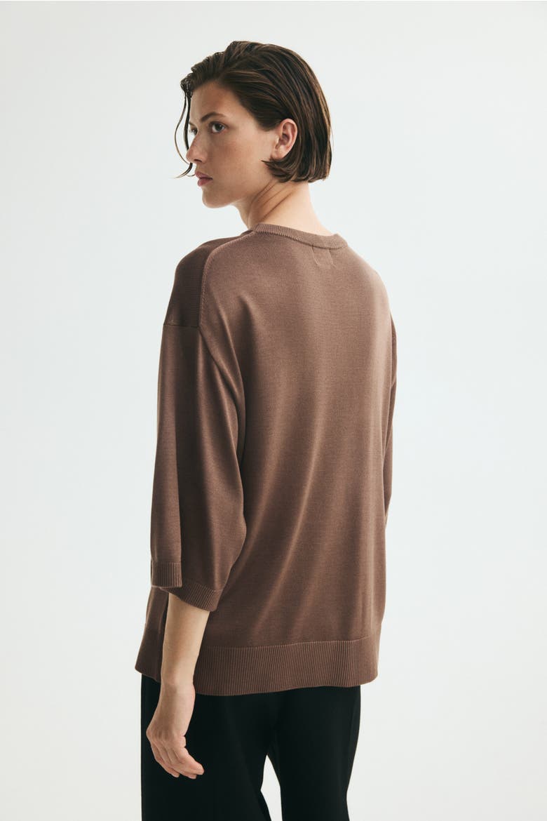 Short-sleeved Fine-knit Top, Alternate, color, Dark taupe