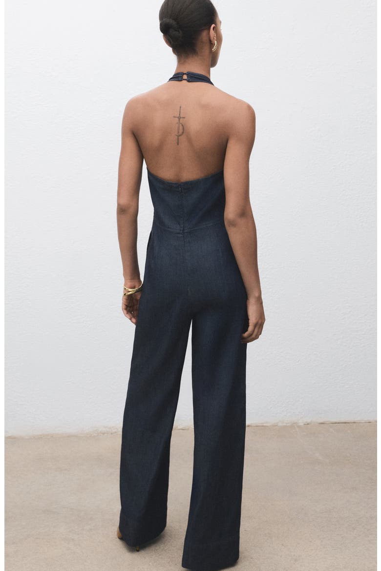 Denim Halter Jumpsuit, Alternate, color, OPEN BLUE