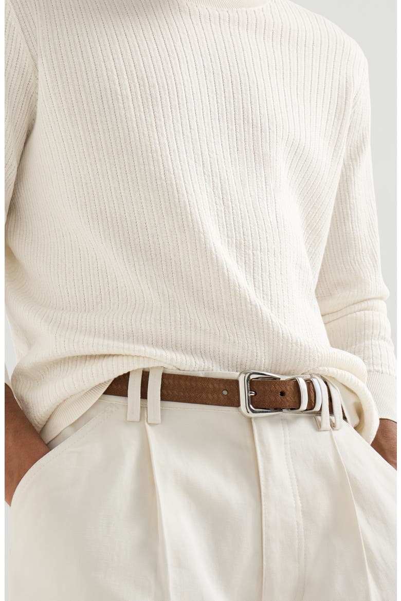 Cotton textured rib lightweight sweater, Alternate, color, White