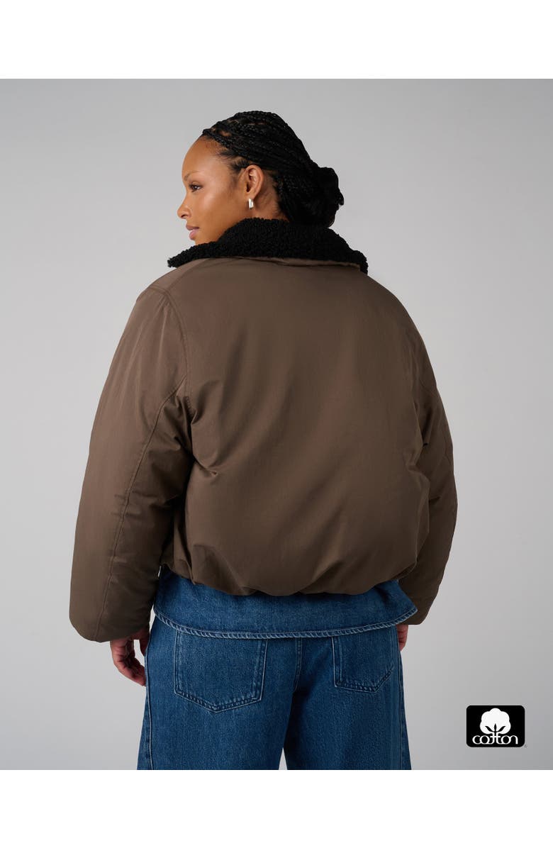 WeWoreWhat Fur Collar Balloon Jacket, Alternate, color, Moss/Black