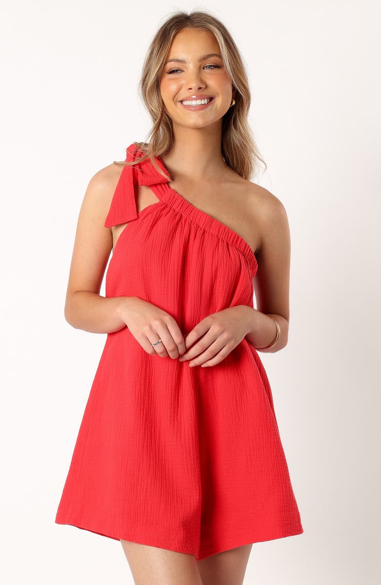 Petal & Pup Miffy One-Shoulder Cotton Romper, Alternate, color, Red
