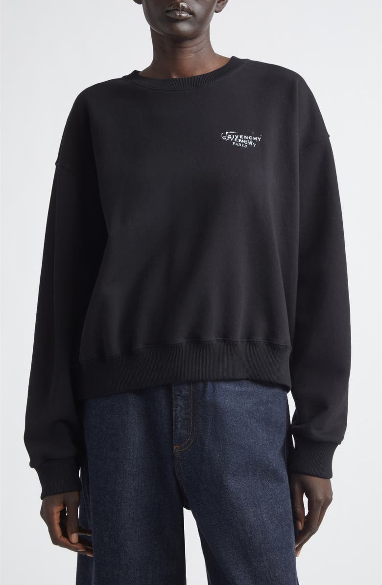 Givenchy Stamp Logo Graphic Sweatshirt, Main, color, Black