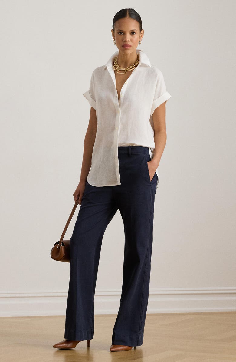 Lauren Ralph Lauren Kendis Stretch Cotton Flare Leg Pants, Alternate, color, Lauren Navy