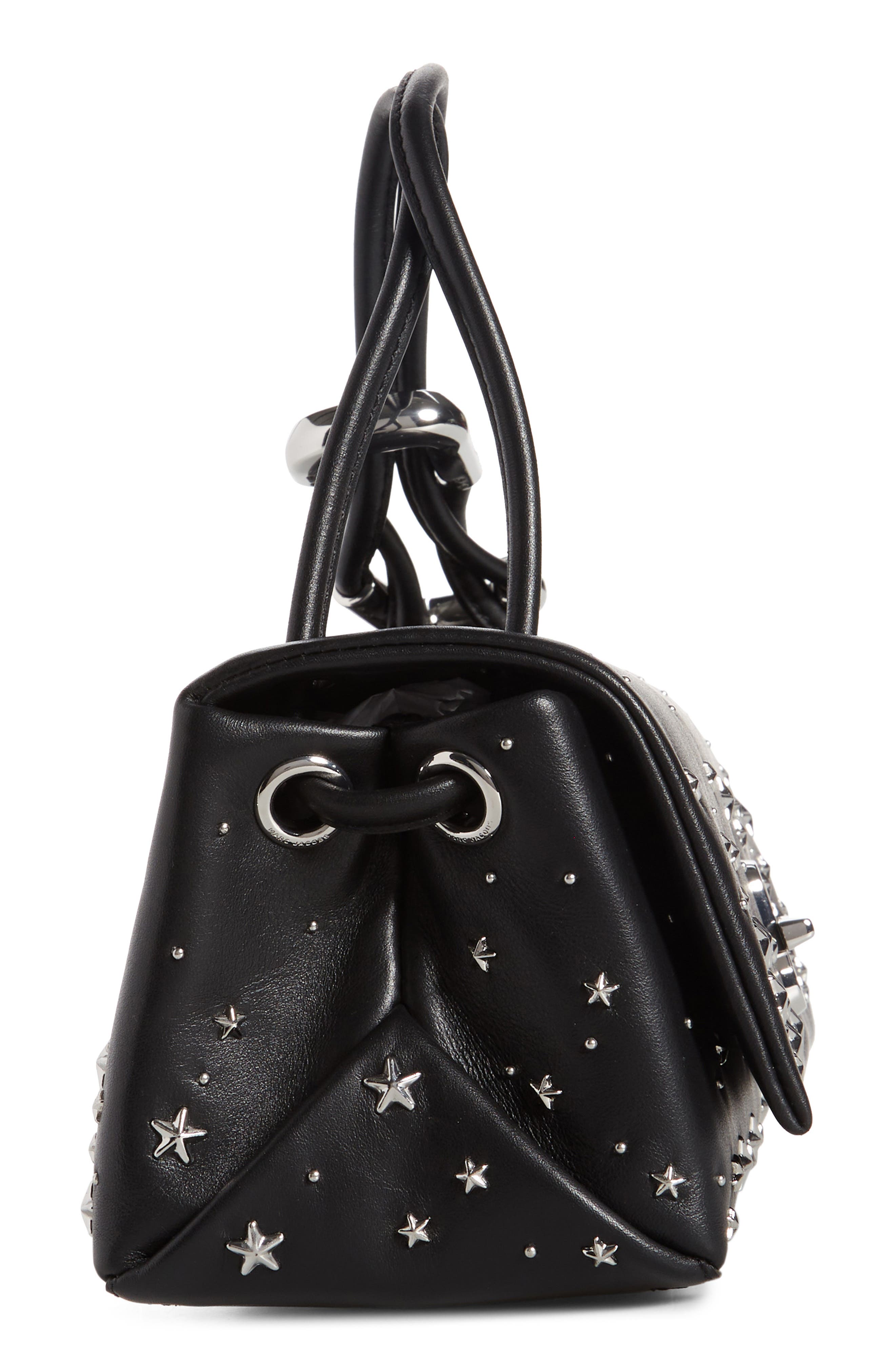 Marc Jacobs The Mini Dual Star Studded Leather Top Handle Bag, Alternate, color, 