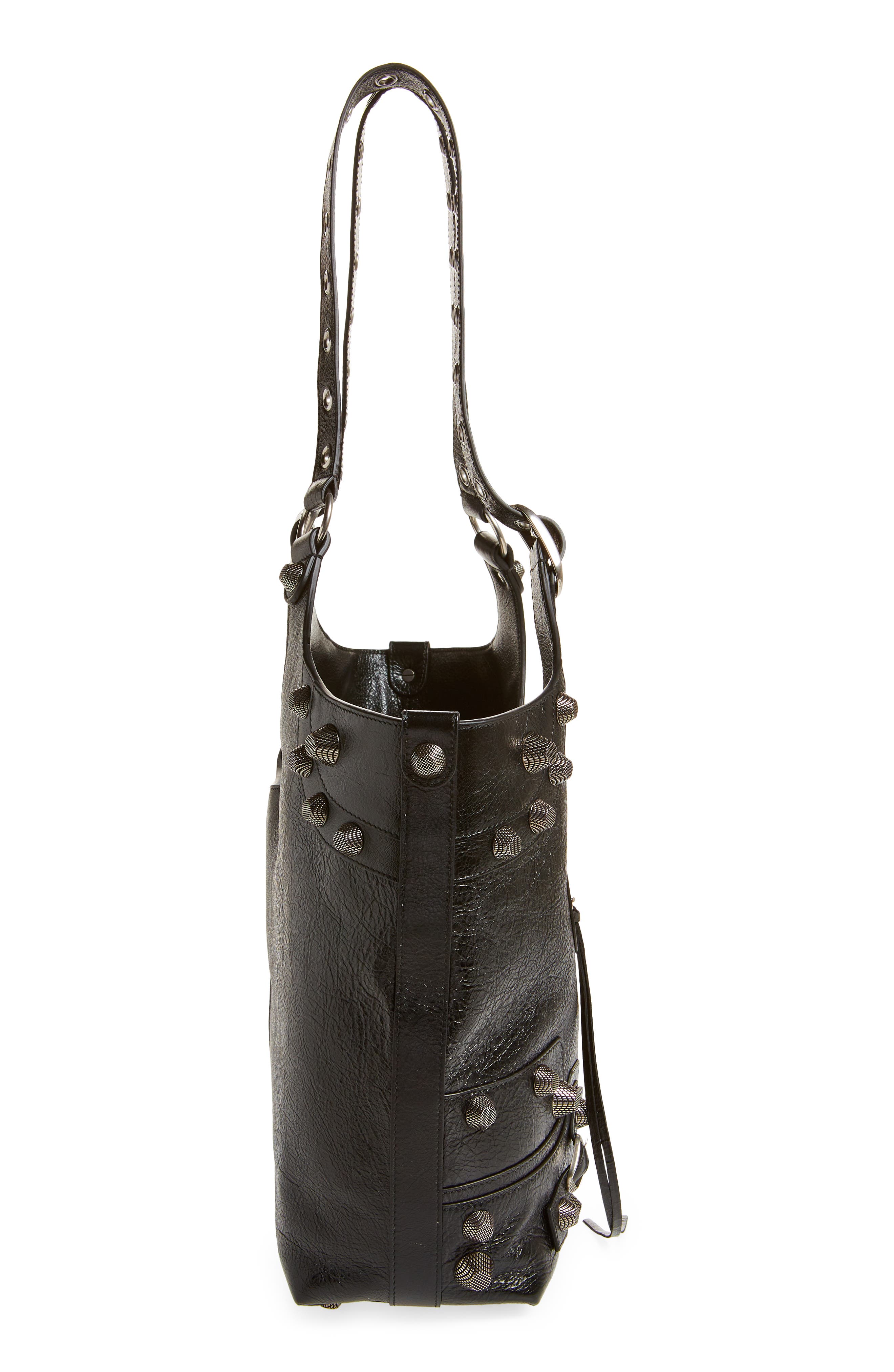 Balenciaga Medium Le Cagole Leather Tote, Alternate, color, Black